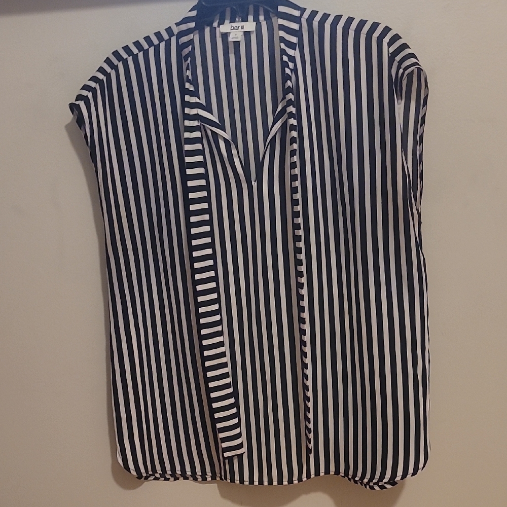 Bar III Black and White Striped Blouse